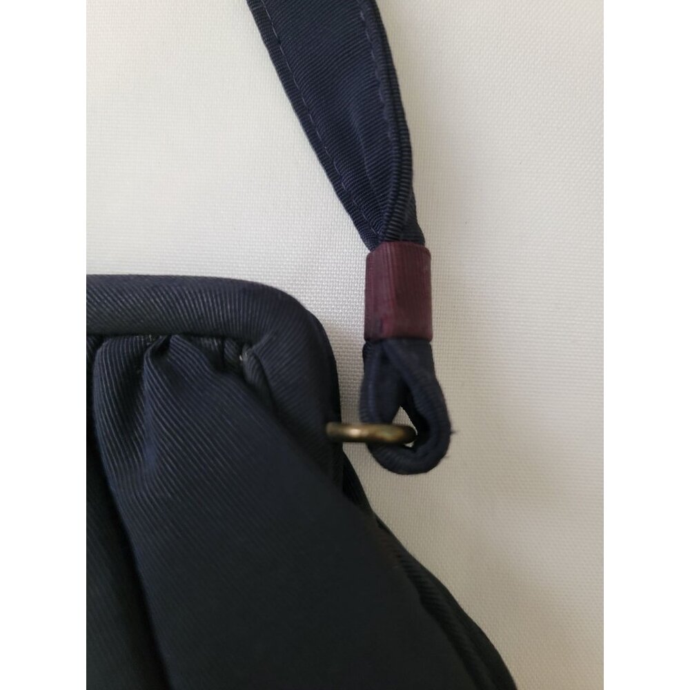 JR USA Vtg Navy Blue Evening Purse Handbag w/ Brass Clasp & Purple Satin Lining - Picture 4 of 9